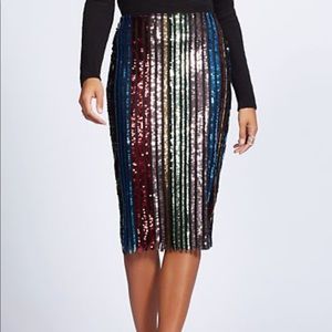 Sequin Stripe Pencil Skirt-NWT